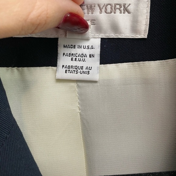 Vintage Dark Navy Wool Blazer By Jones New York Size 4 Petite - Picture 7 of 9